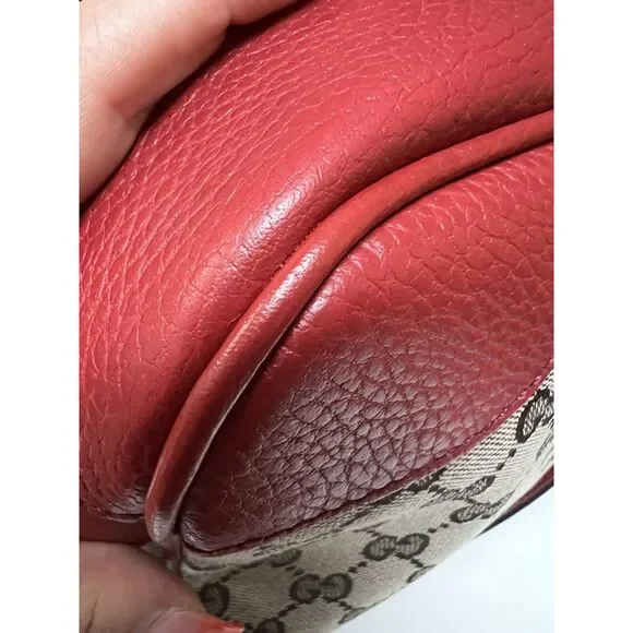 Gucci Bree GG Supreme Camera Crossbody W/Red Leather W/Cert. Of Authenticity - Picture 12 of 15